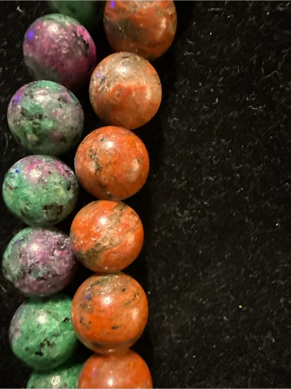 DJOY 925 S. Silver Gemstone Bead Necklace Lot 2 Ruby Zoisite & Red Gemstone 16